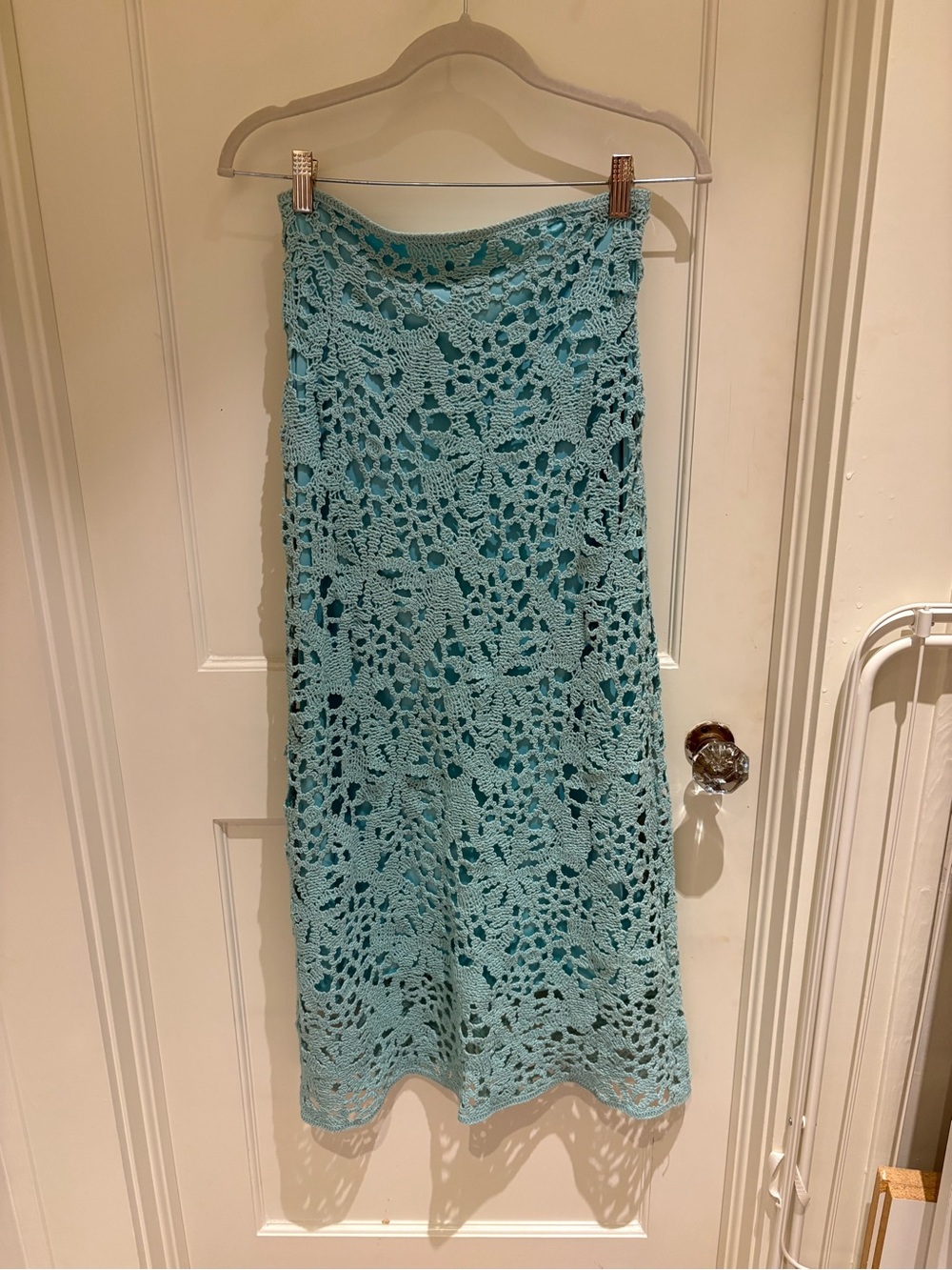 House of Harlow 1960 Aqua Crochet Maxi Skirt